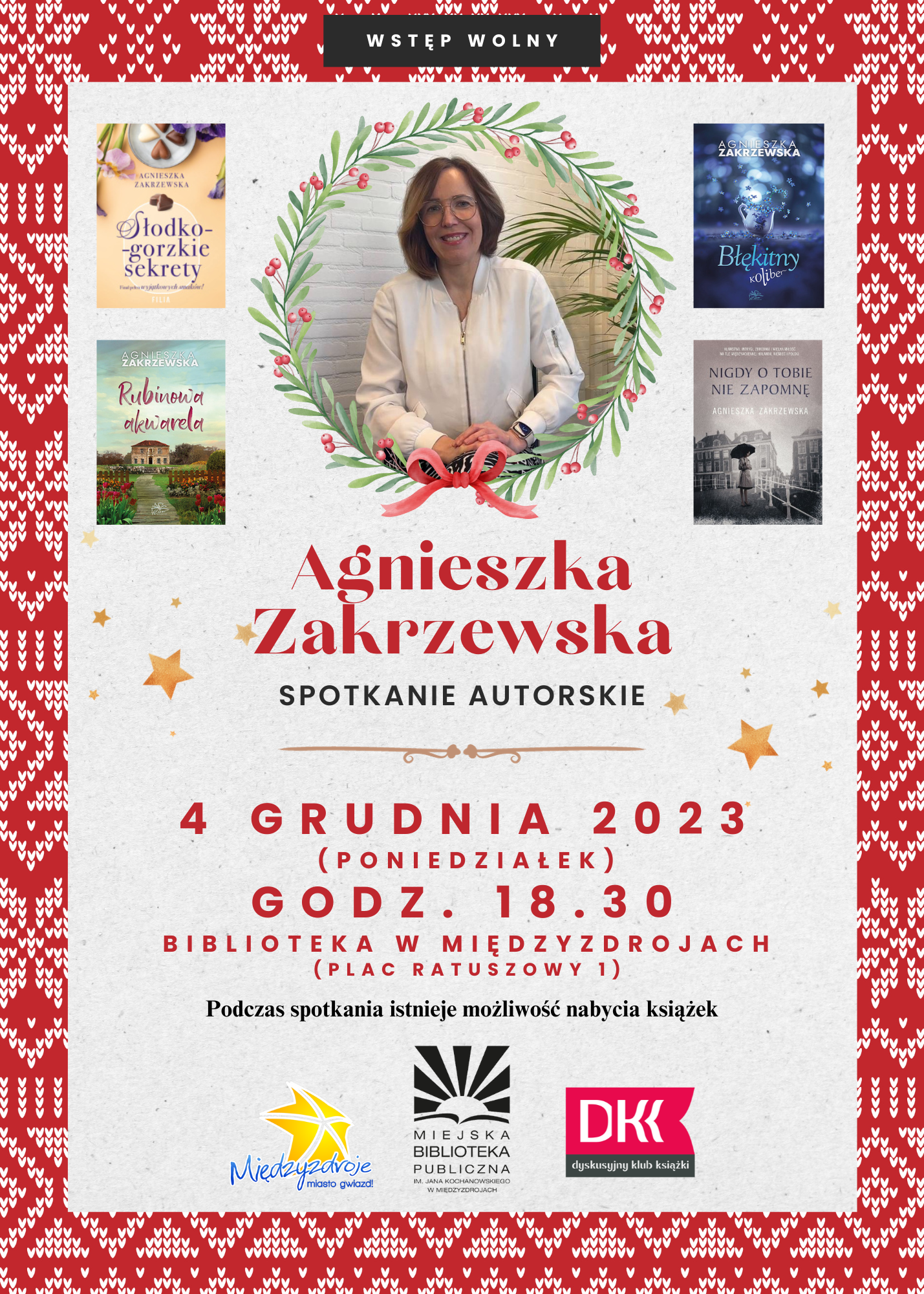 Spotkanie autorskie z Agnieszką Zakrzewską 4 grudnia 2023 r. - zapowiedź