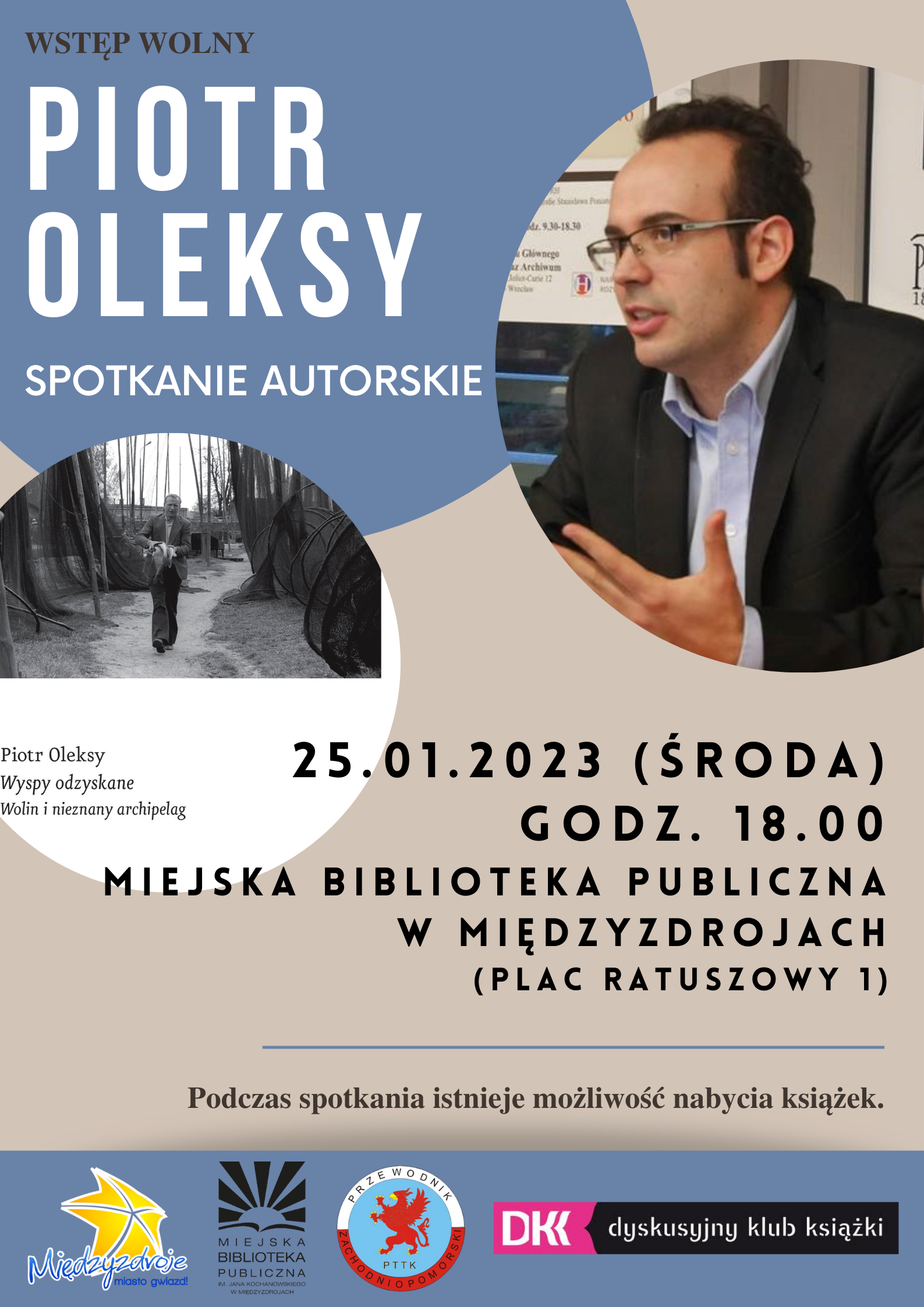 Spotkanie autorskie z Piotrem Oleksym w międzyzdrojskiej bibliotece 25 stycznia 2023 r. - zapowiedź